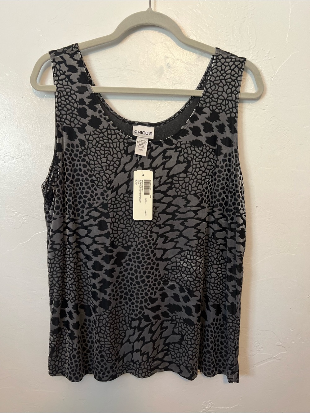 NWT Chico's Women’s velvet burnout Animal Print Tank size Xl/Chicos 3